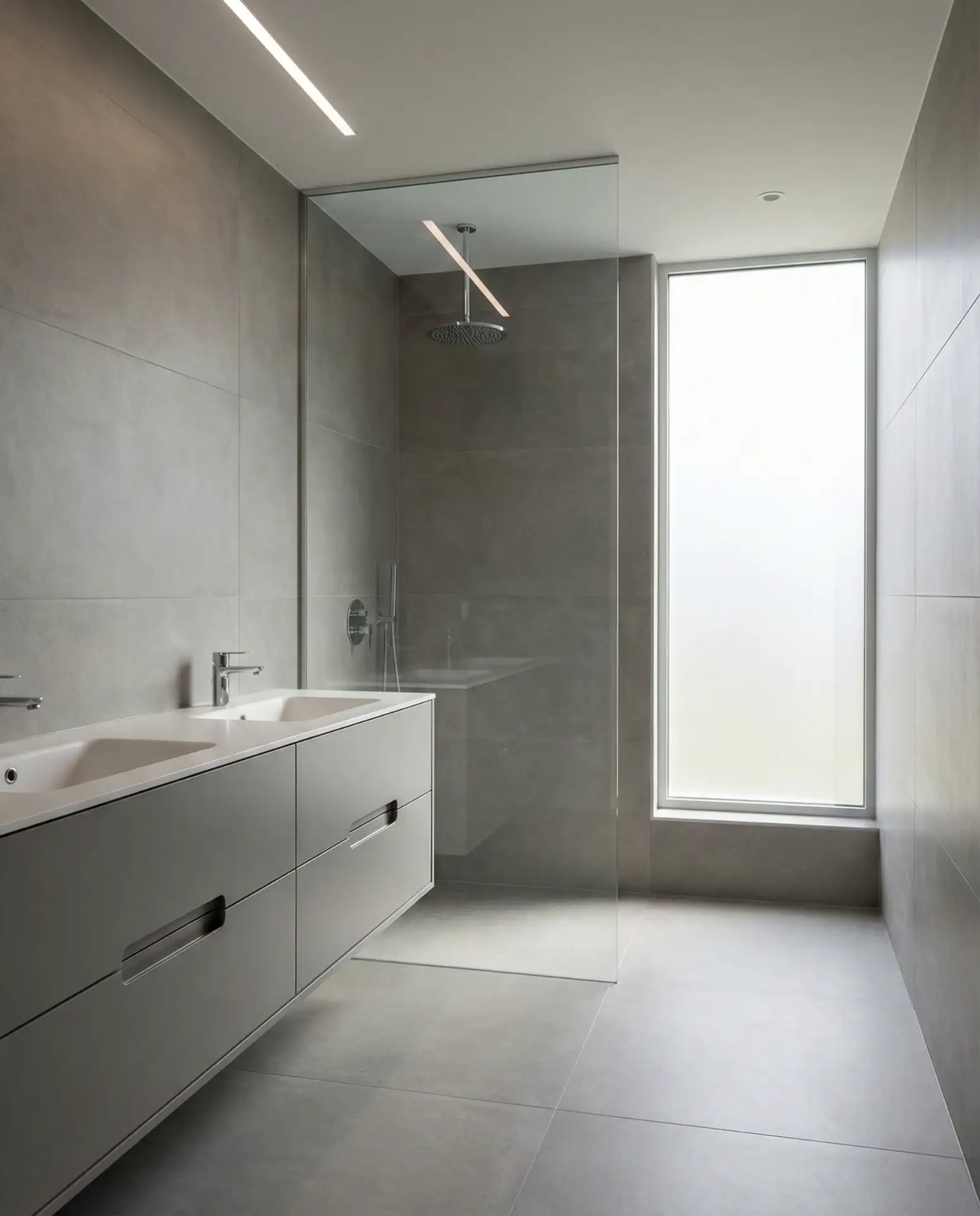 Grey Minimalist With Heated Floors and Floating Vanity 2