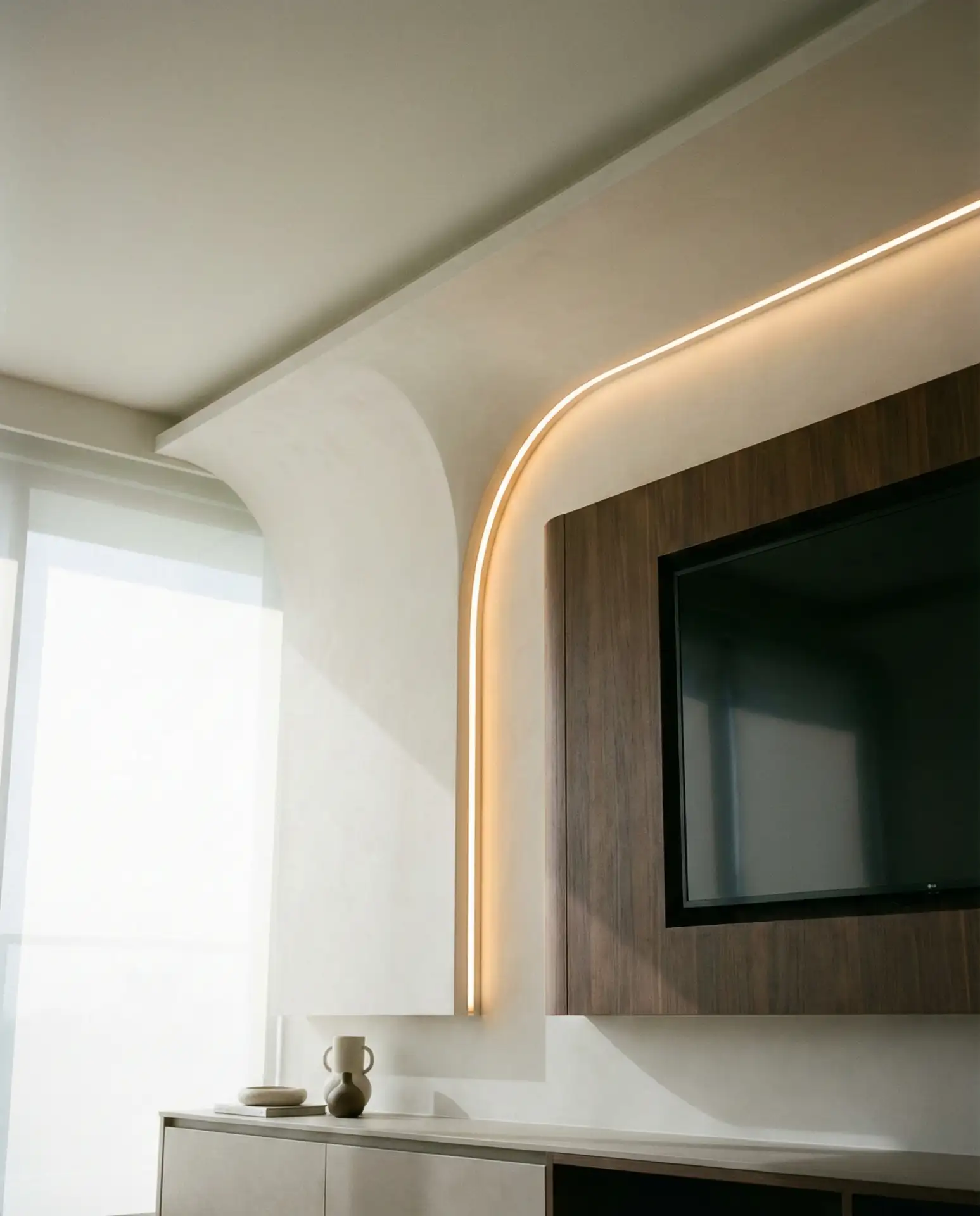 Gypsum Ceiling-to-Wall TV Feature Panel 1