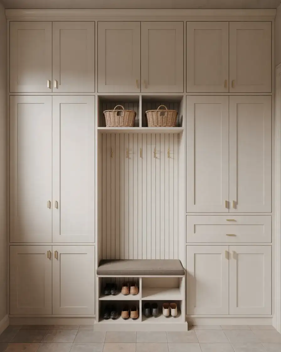 Home Entryway Storage Wall with Built-ins 1