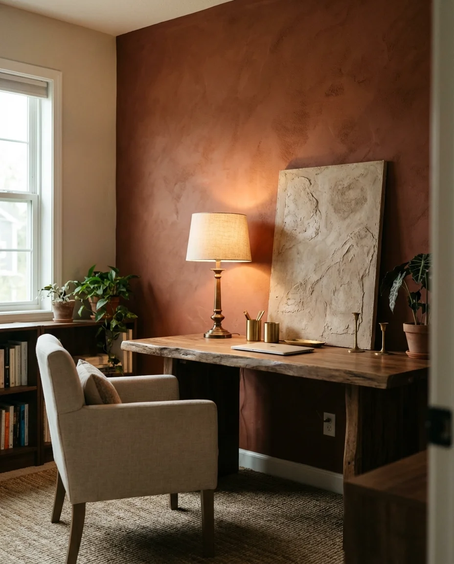 Home Office With Accent Wall Drama 1