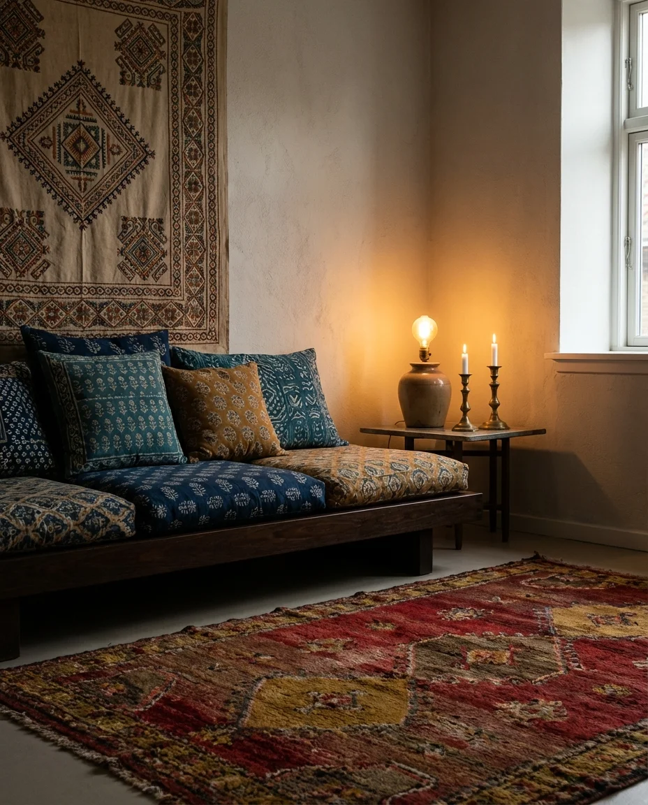 Indian-Inspired Living Room with Rich Textiles 2