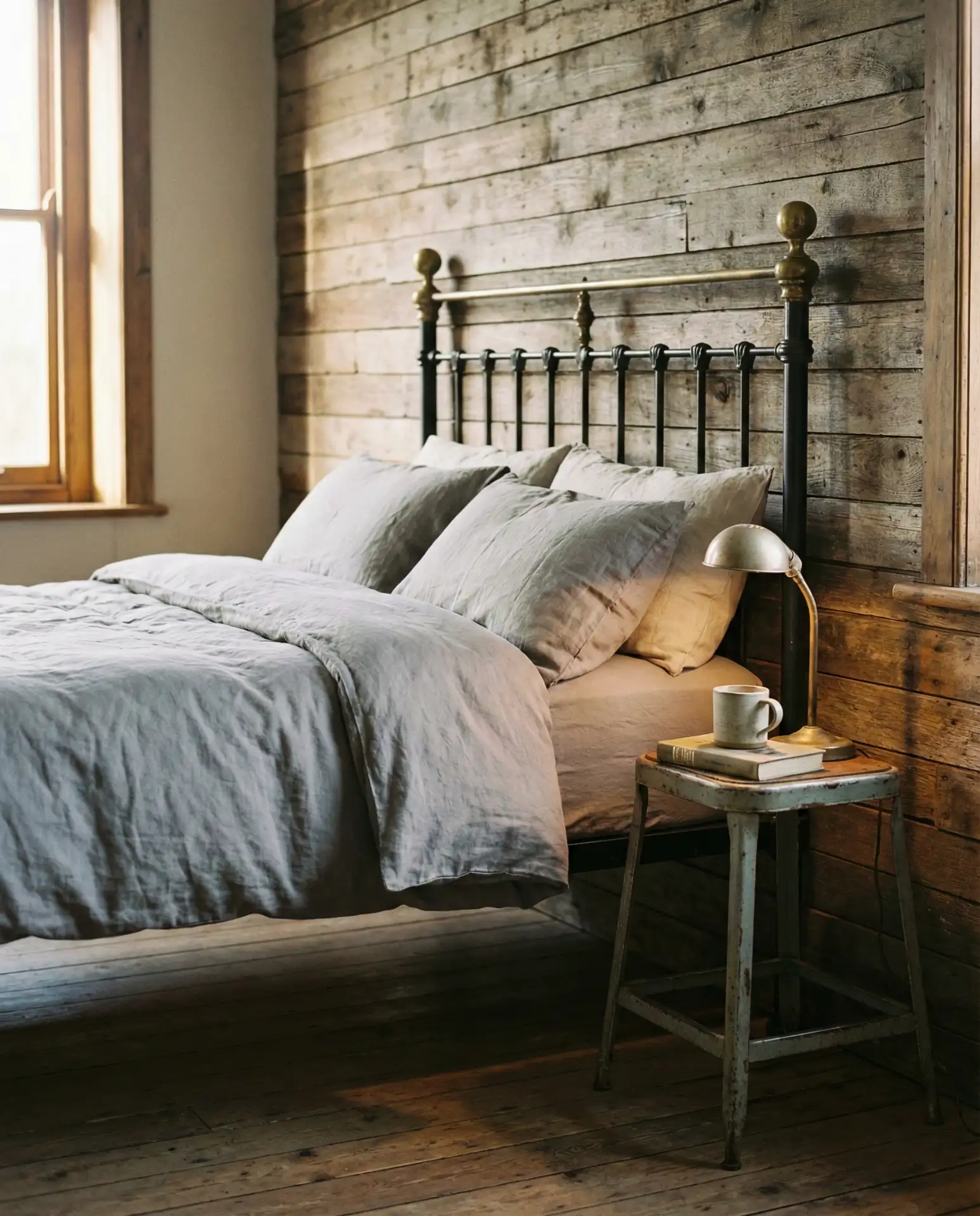 Industrial Metal Bed Frame in Rustic Setting 1