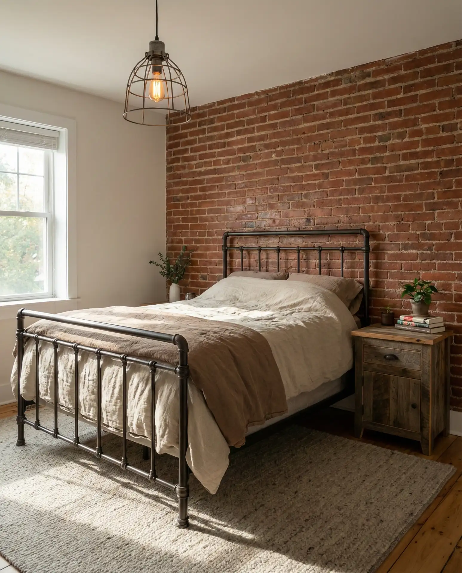 Industrial Metal Bed Frame in Rustic Setting 2