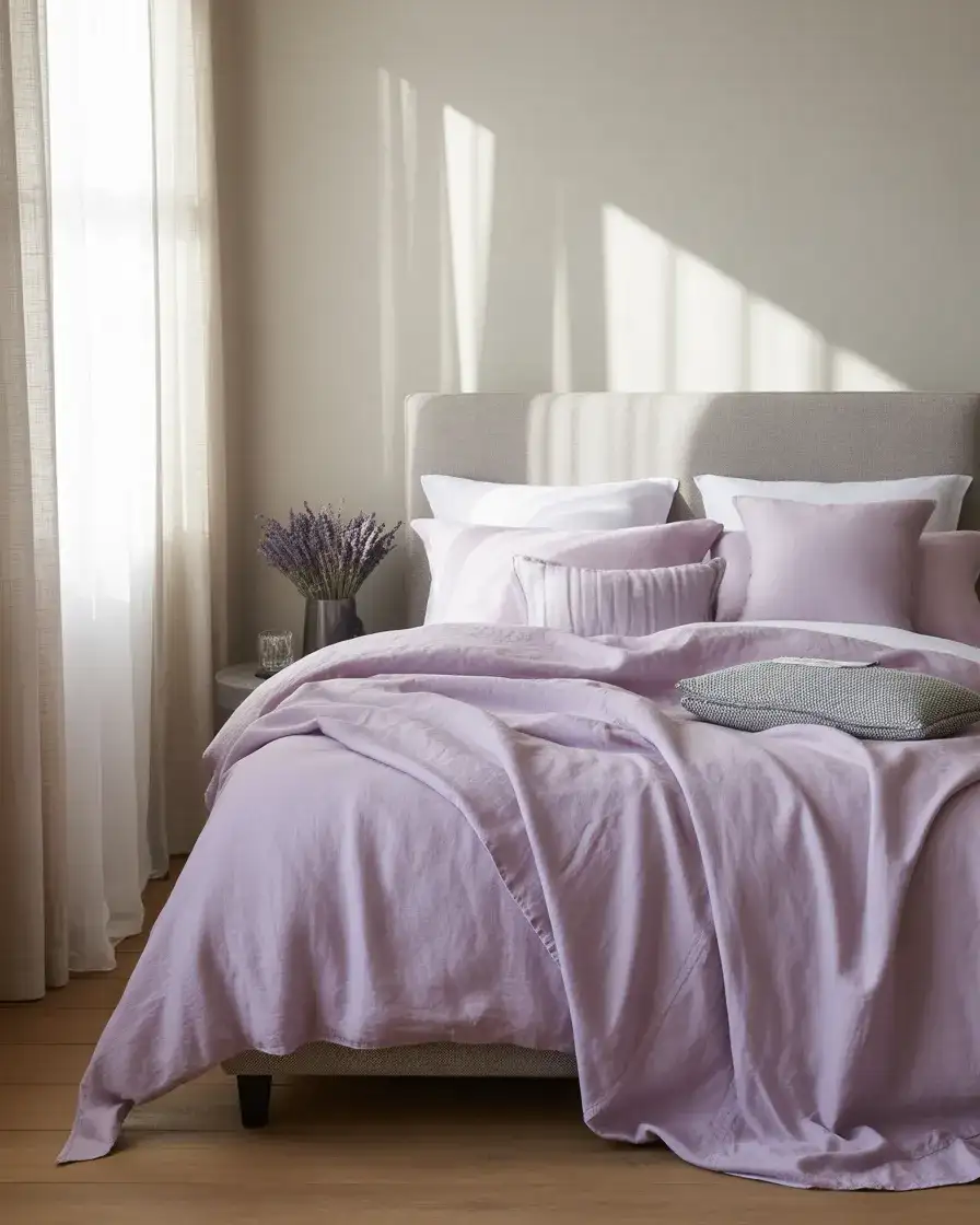 Lavender and Grey Bedroom with a Dreamy Softness 1