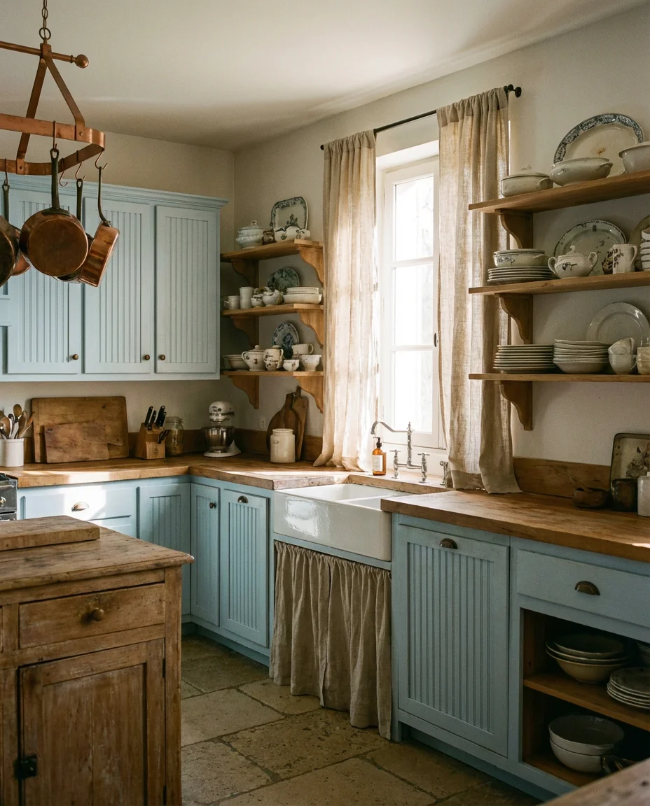 Light Blue French Country Kitchen 1