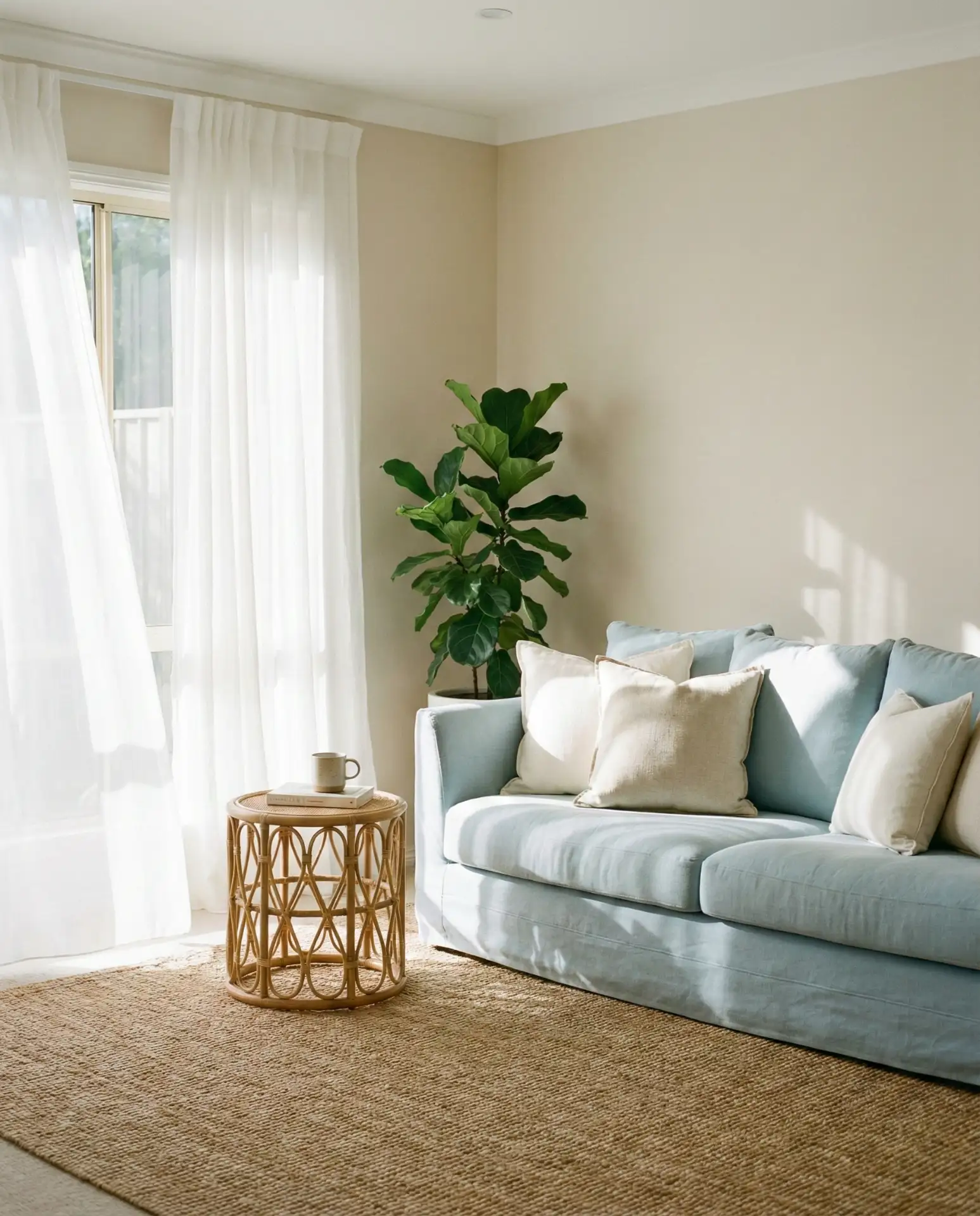 Light Blue and Beige Layered Living Room 1