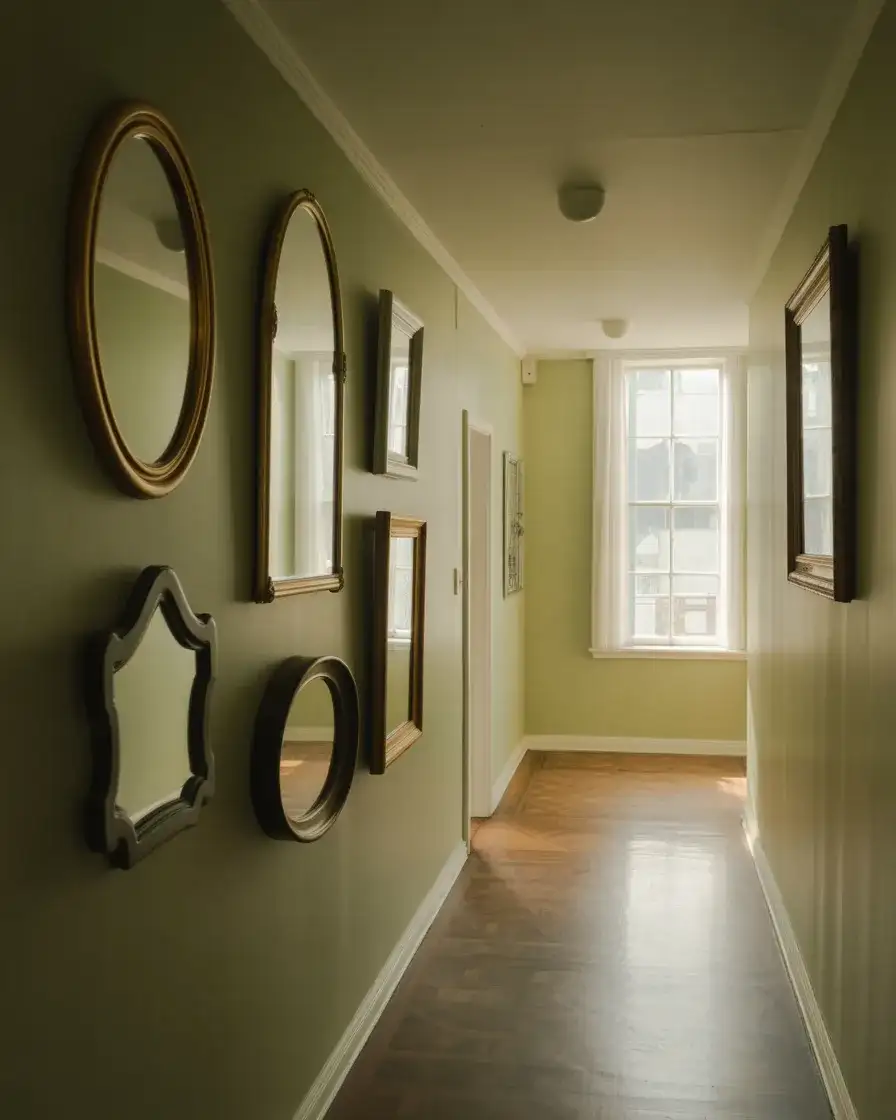 Long Hallway Entryway with Mirrored Accents 2