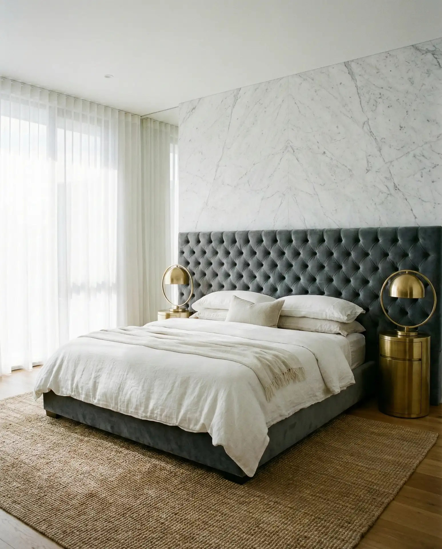 Luxury Bedroom with Marble and Velvet 1