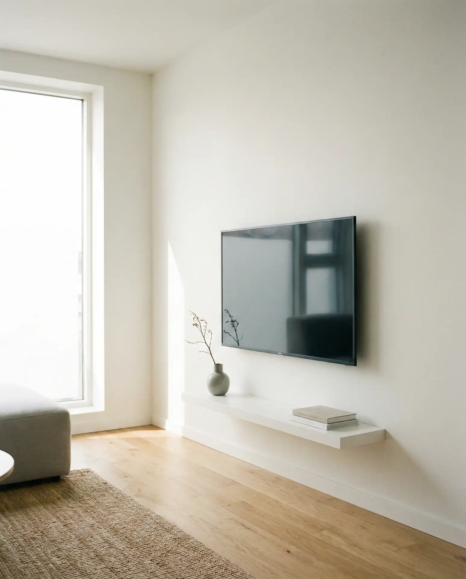 Minimalist White TV Wall 1