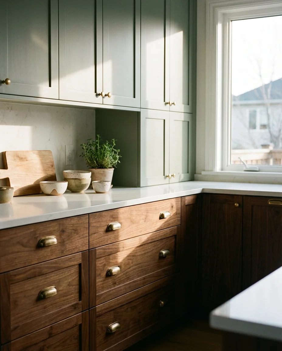 Mixed Material Cabinets Combining Wood and Painted Finishes 1