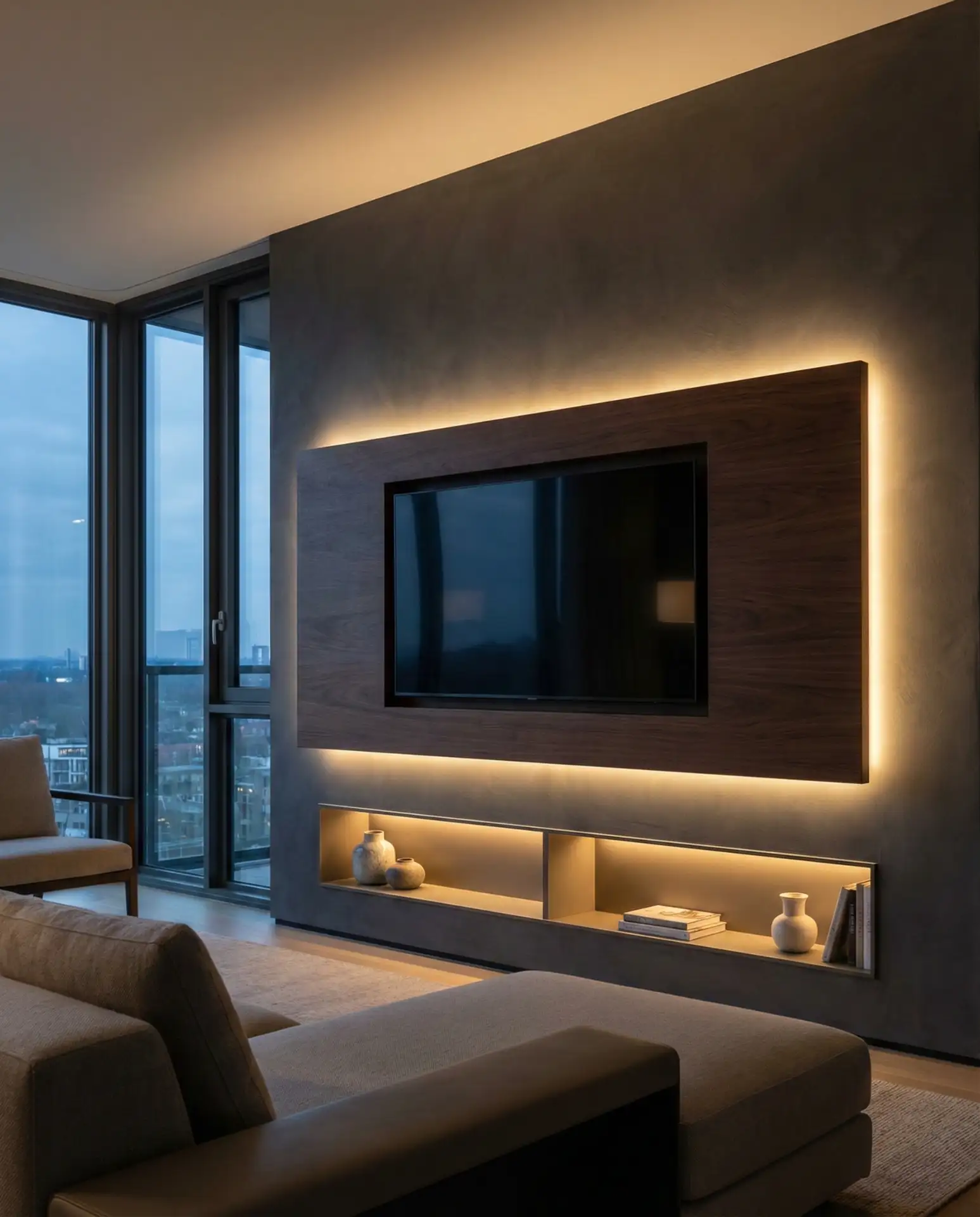 Modern Luxury TV Wall with Integrated Lighting 2