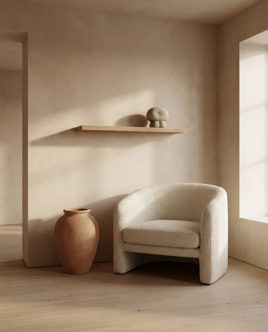 Modern Minimalist Living Room with Sculptural Furniture 2