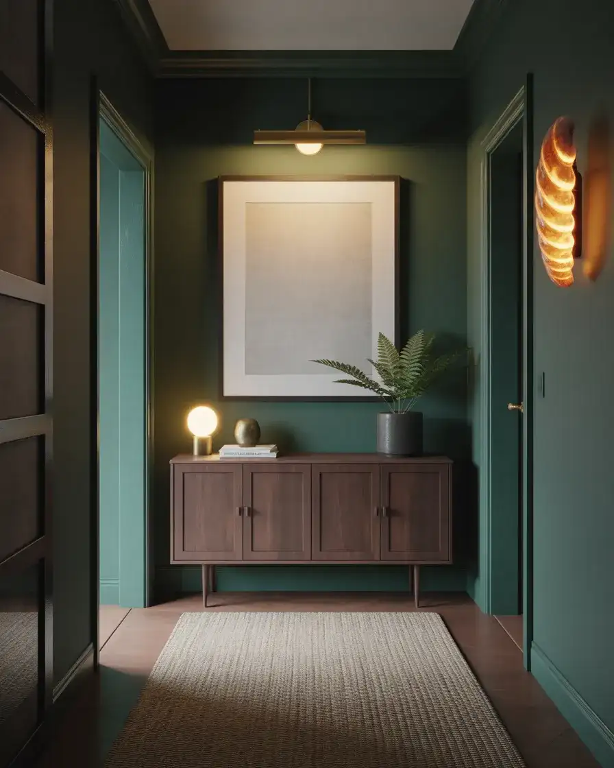 Moody Dark Entryway with Dramatic Walls 2