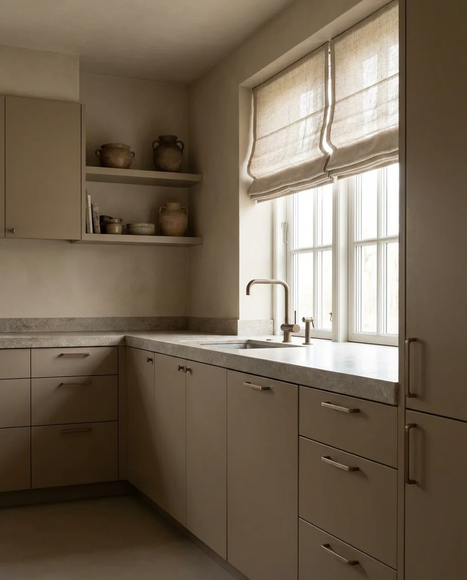 Muted Tone-on-Tone Cabinet Styling for Sophisticated Restraint 1