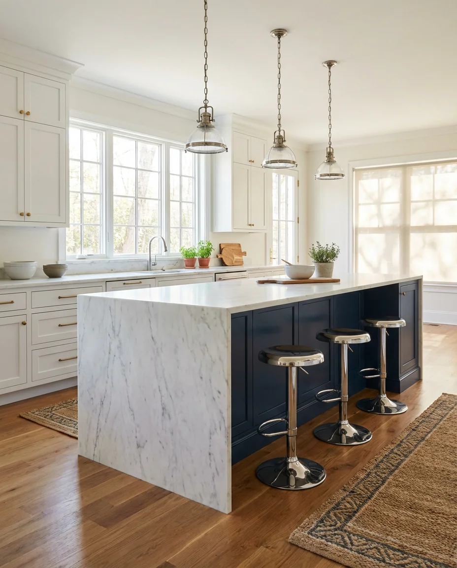 Navy Blue Island as a Focal Statement 1