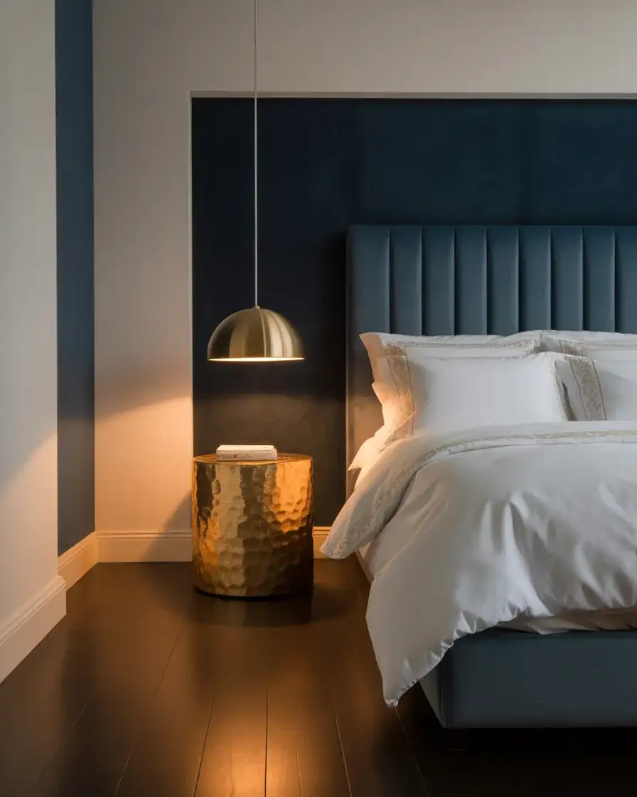 Navy Blue and Gold Luxury Bedroom 1