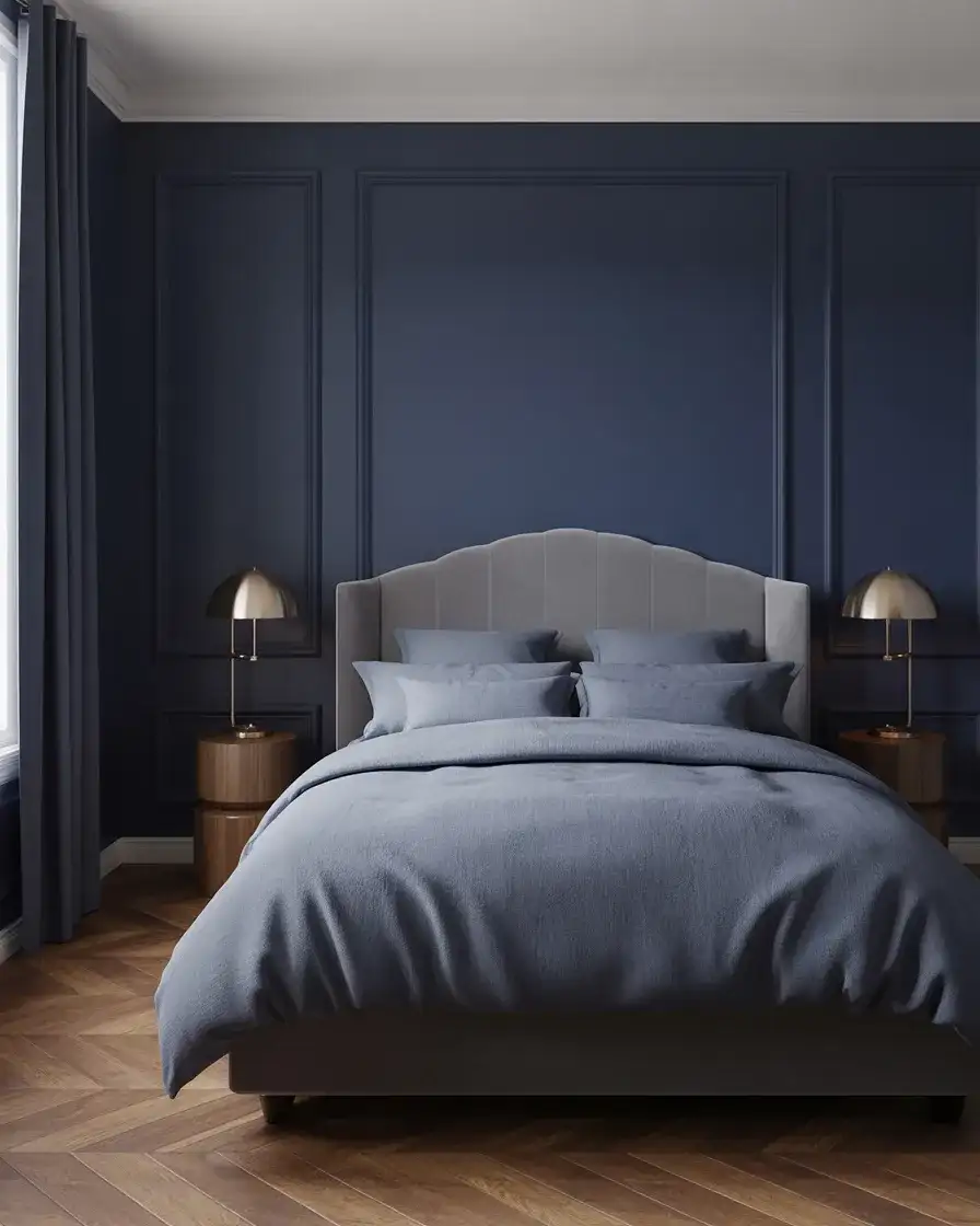 Navy Blue and Grey Bedroom for Timeless Depth 1