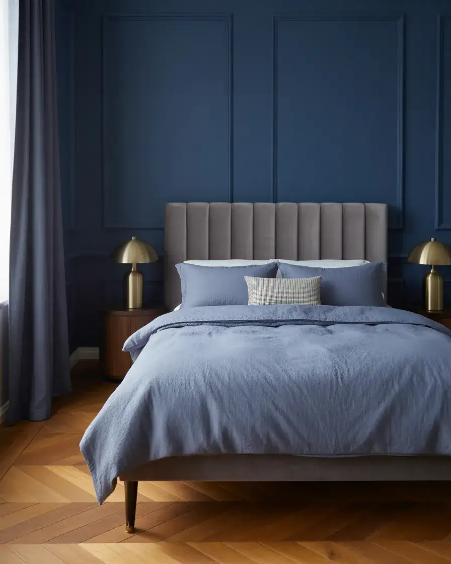Navy Blue and Grey Bedroom for Timeless Depth 2