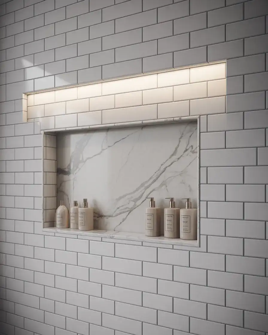 Niche Storage Built Into Showers 1