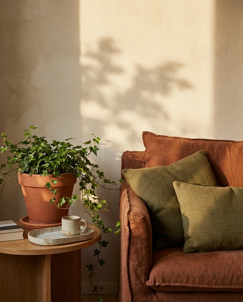 Olive Green and Rust Living Room 2
