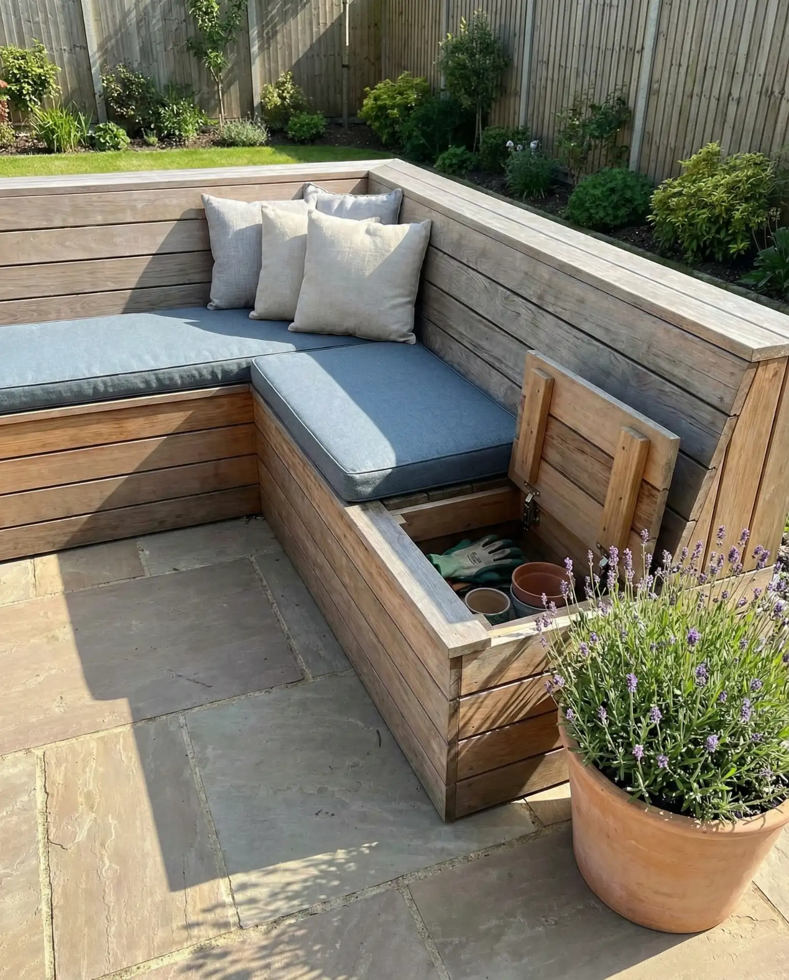 Outdoor Seating Nook with Built-In Bench Storage 2