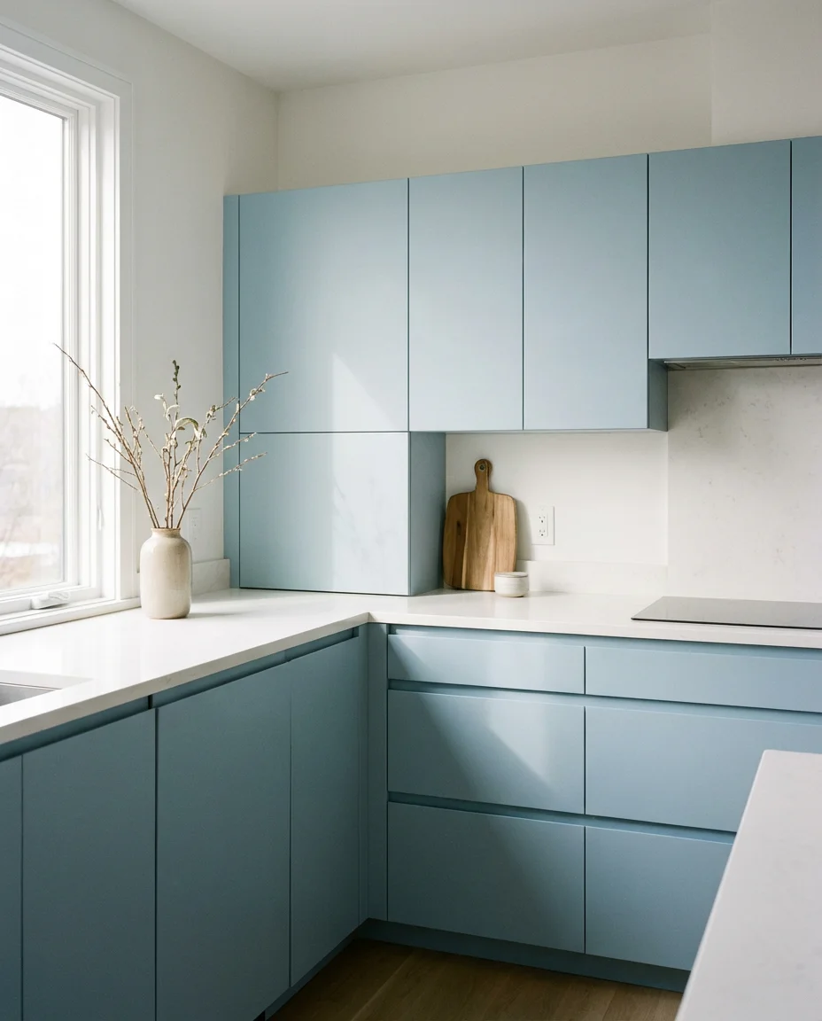 Pale Blue Kitchen with Minimalist Design 1