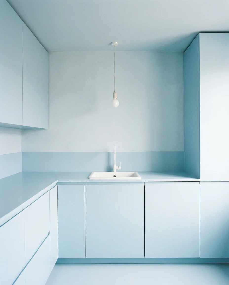 Pale Blue Kitchen with Minimalist Design 2