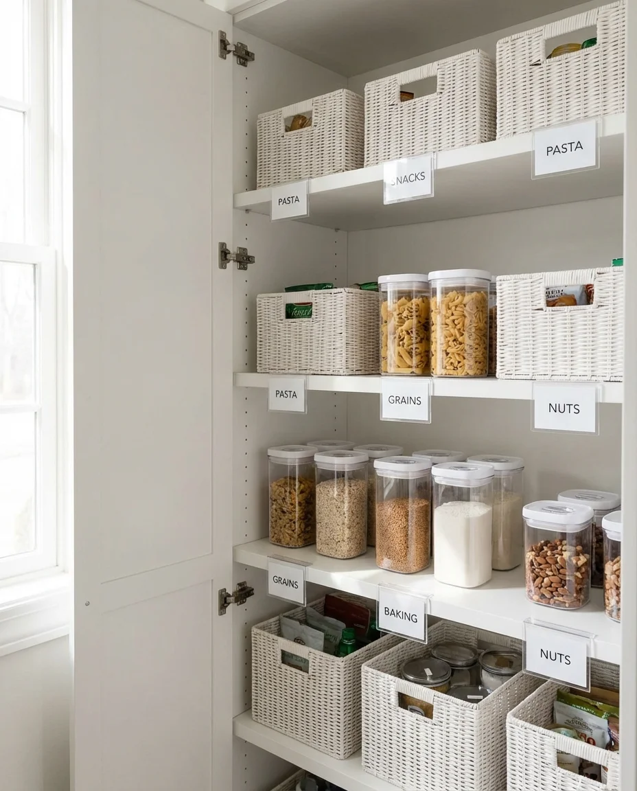Pantry Cabinet Organization System With Labels 1