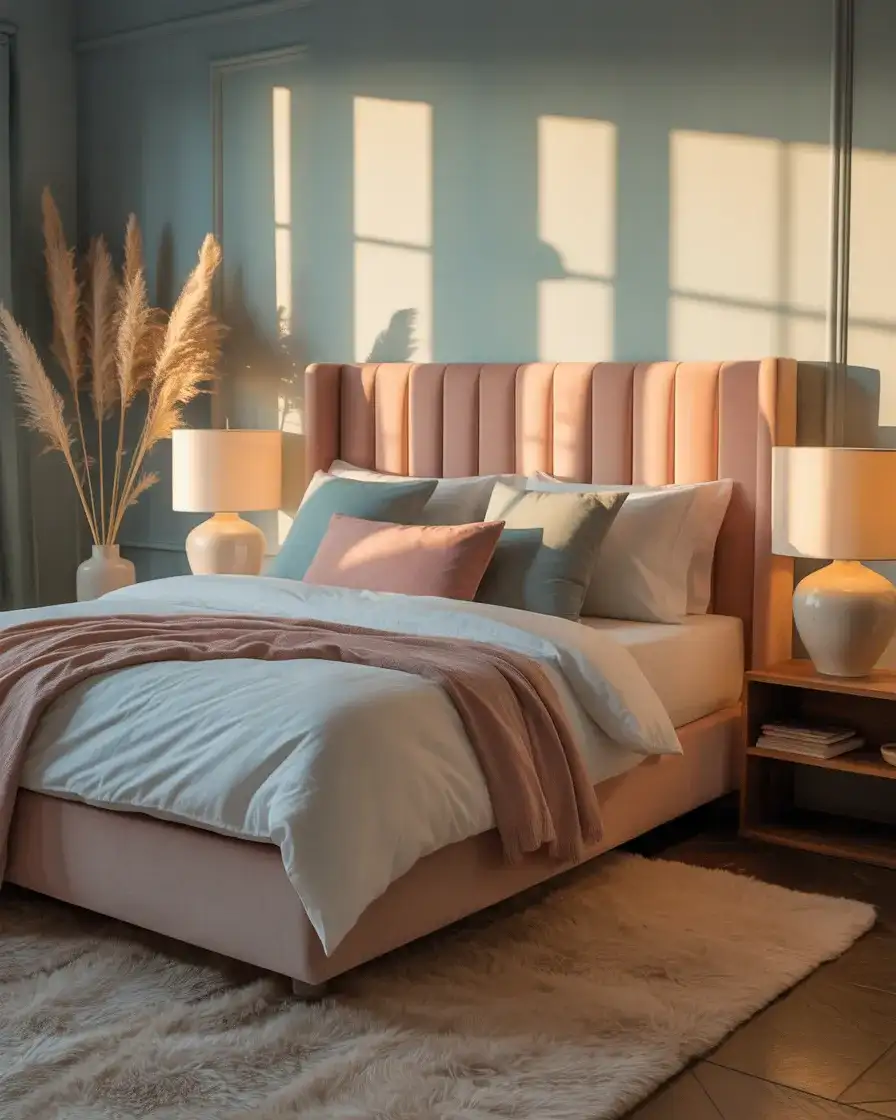 Pink and Blue Romantic Bedroom for Couples 1