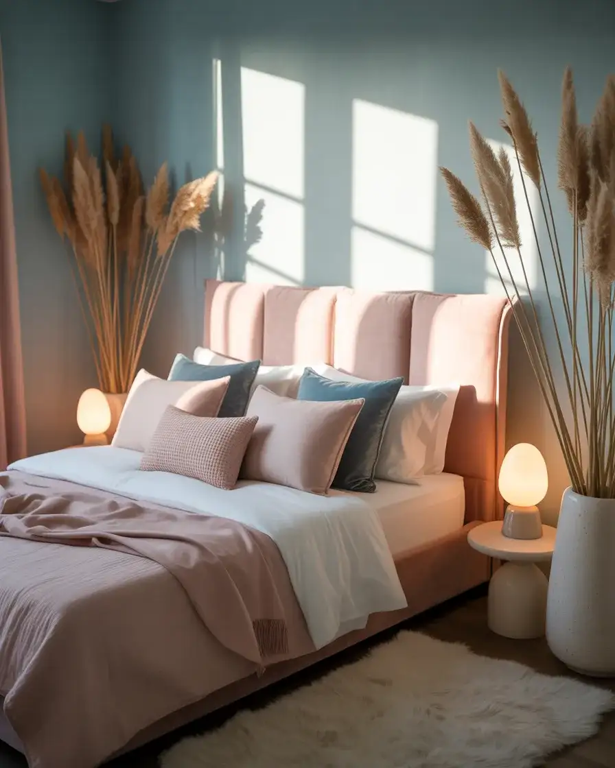 Pink and Blue Romantic Bedroom for Couples 2