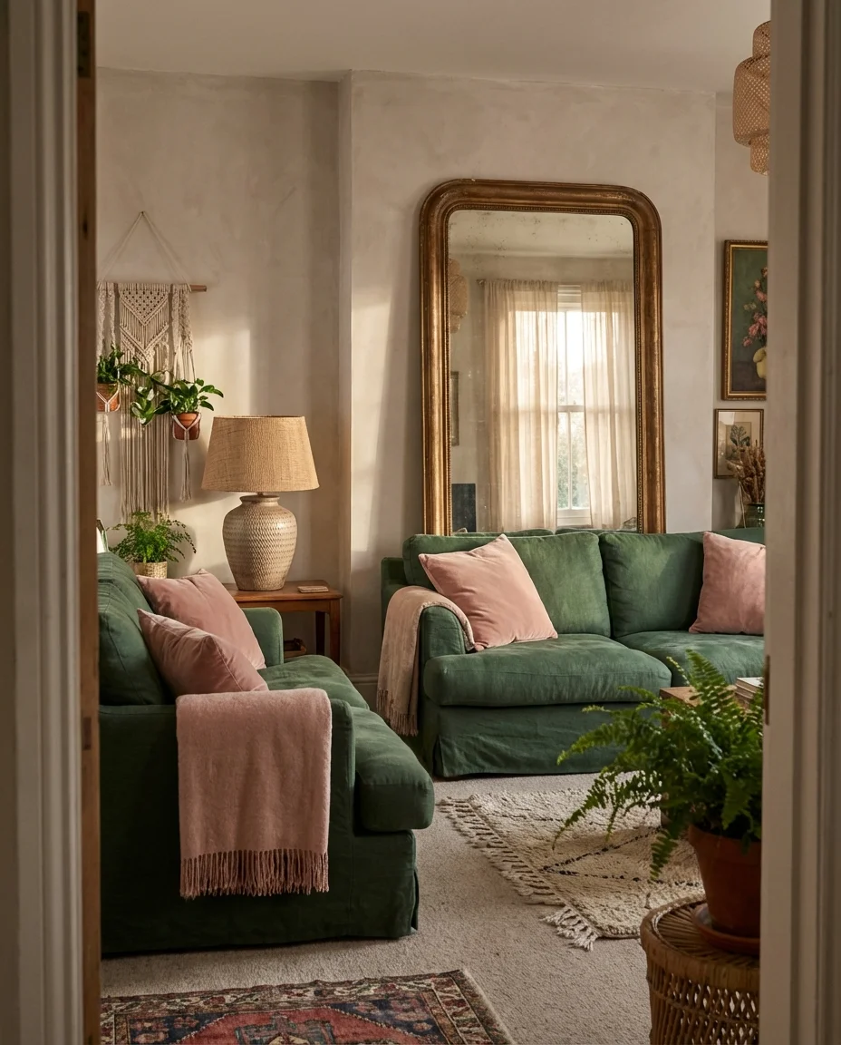 Pink and Green Playful Living Room 2