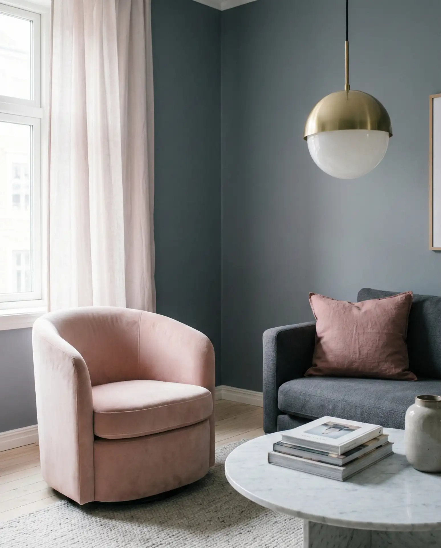 Pink and Grey Living Room 1