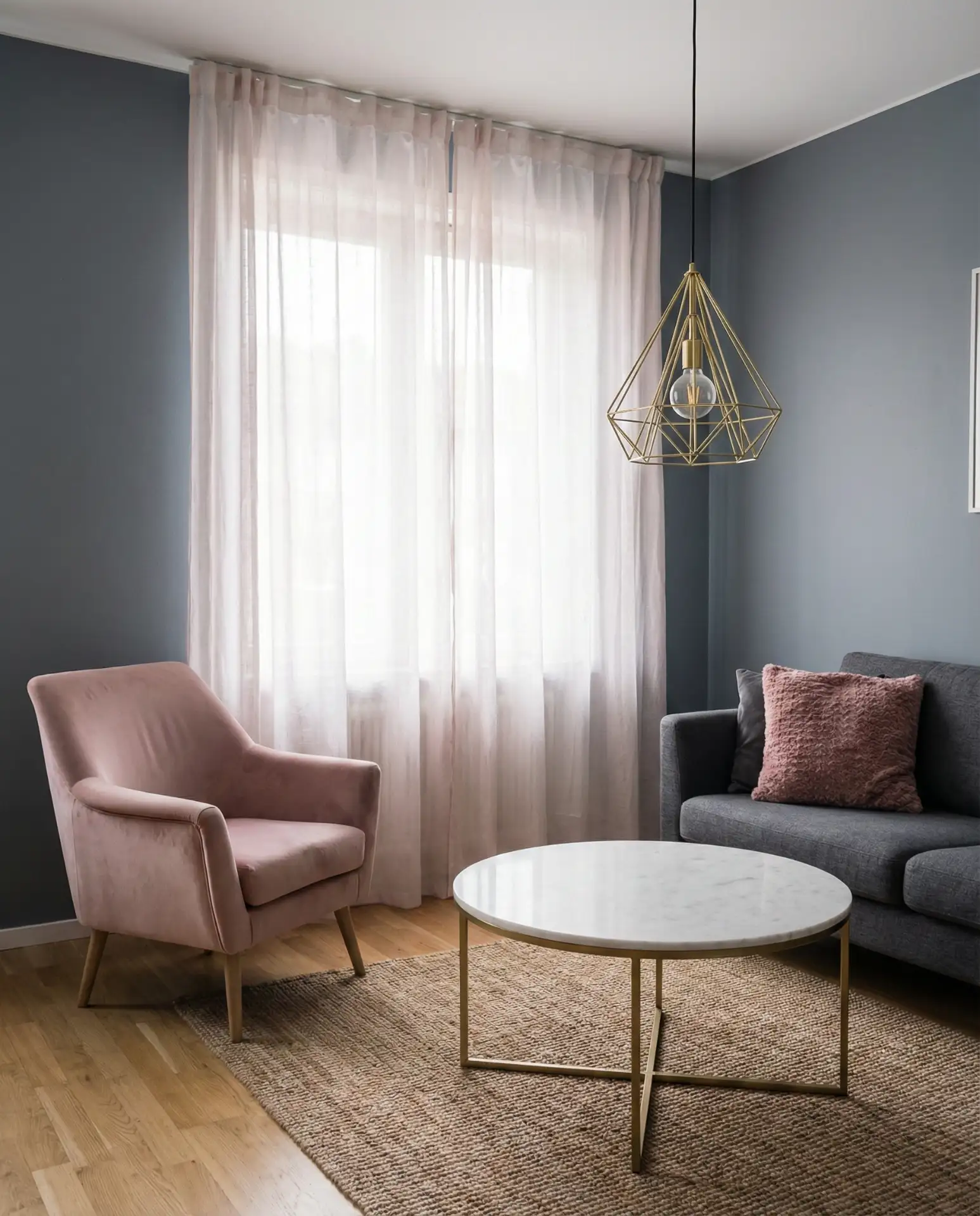 Pink and Grey Living Room 2