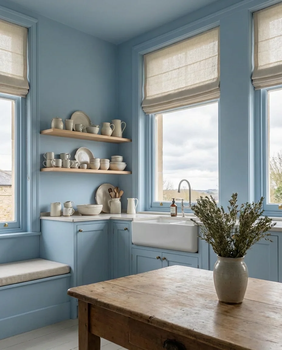 Powder Blue Kitchen with Cream Accents 2