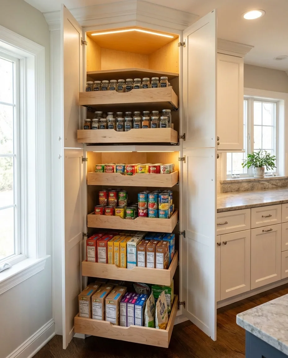 Pullout Shelves Inside Deep Pantry Cabinets 1