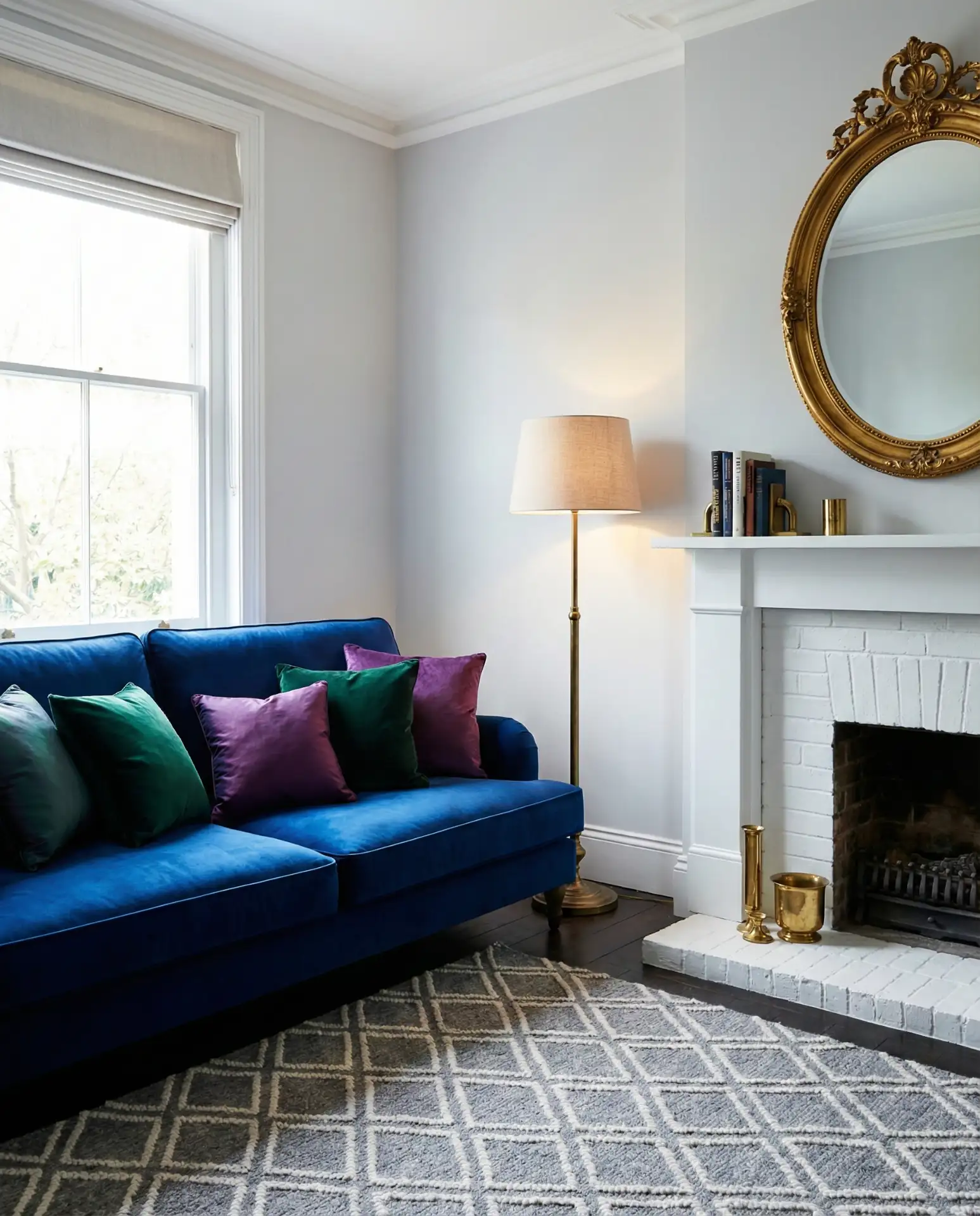Royal Blue and Grey Living Room 1