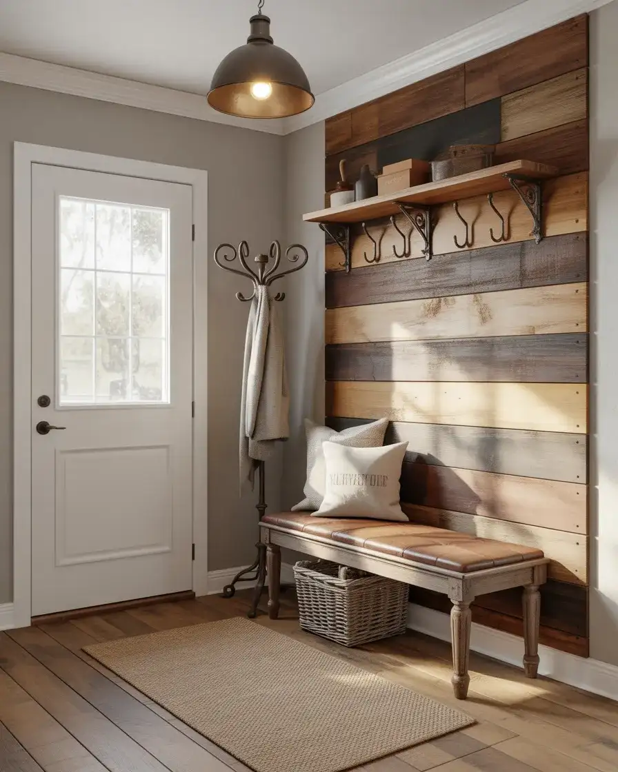 Rustic Farmhouse Entryway with Reclaimed Wood 1