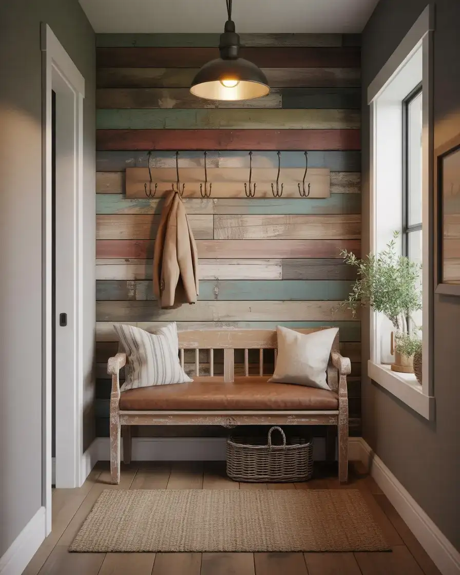 Rustic Farmhouse Entryway with Reclaimed Wood 2
