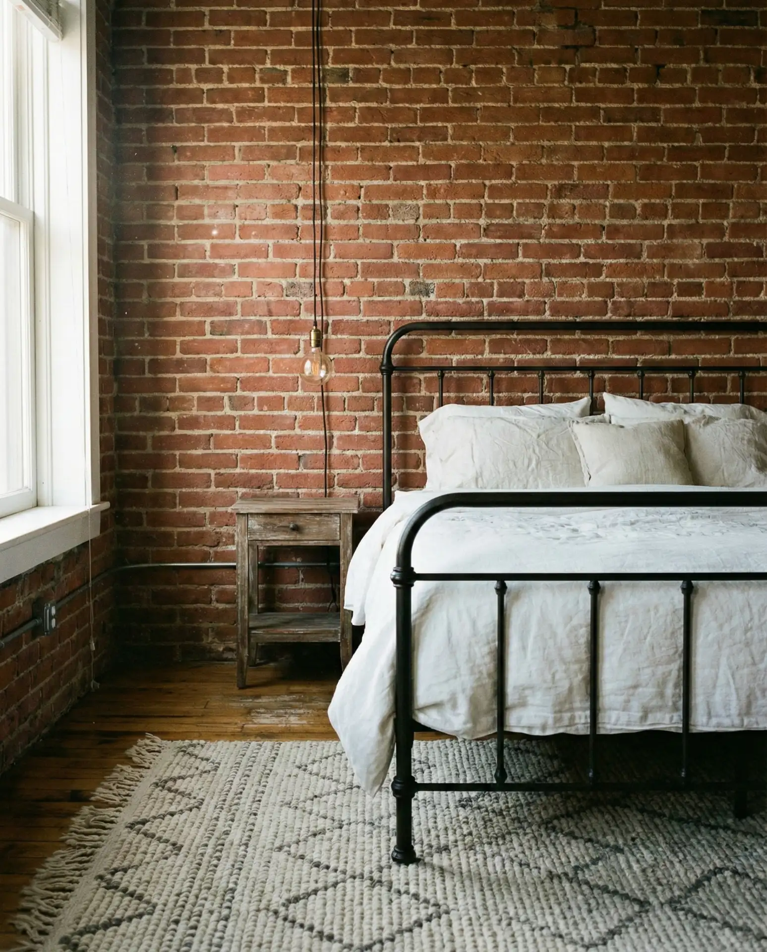 Rustic Vintage Bedroom With Exposed Stone or Brick 1