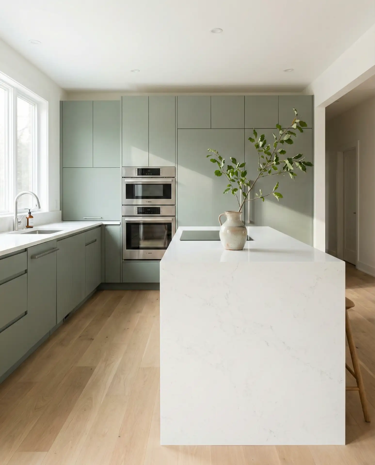Sage Green Kitchen with Aesthetic Minimalist Design 1