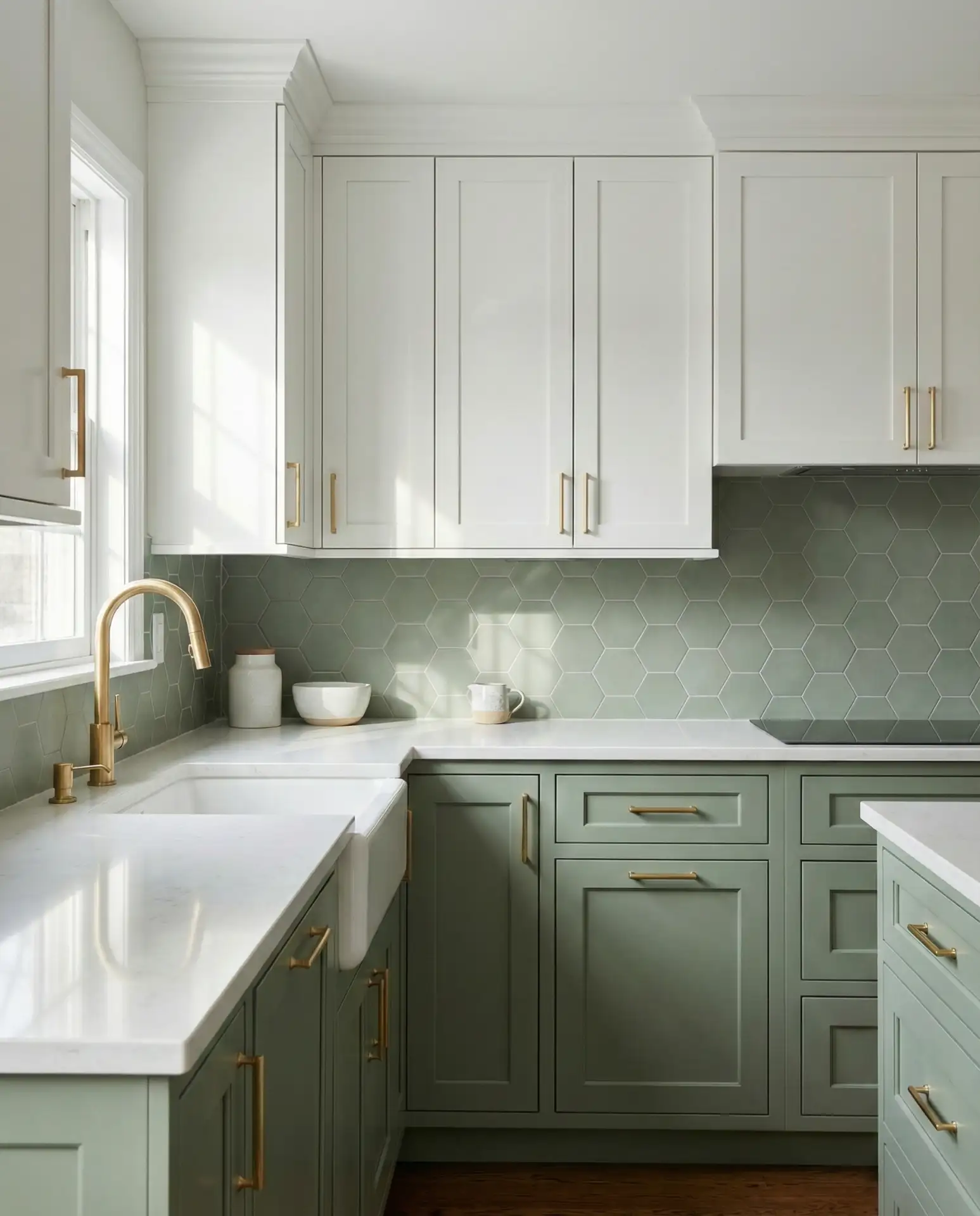 Sage Green Kitchen with Tiles to Match 1