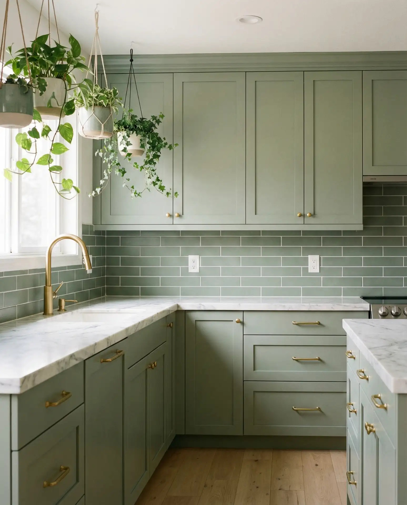 Sage Green Kitchen with Tiles to Match 2