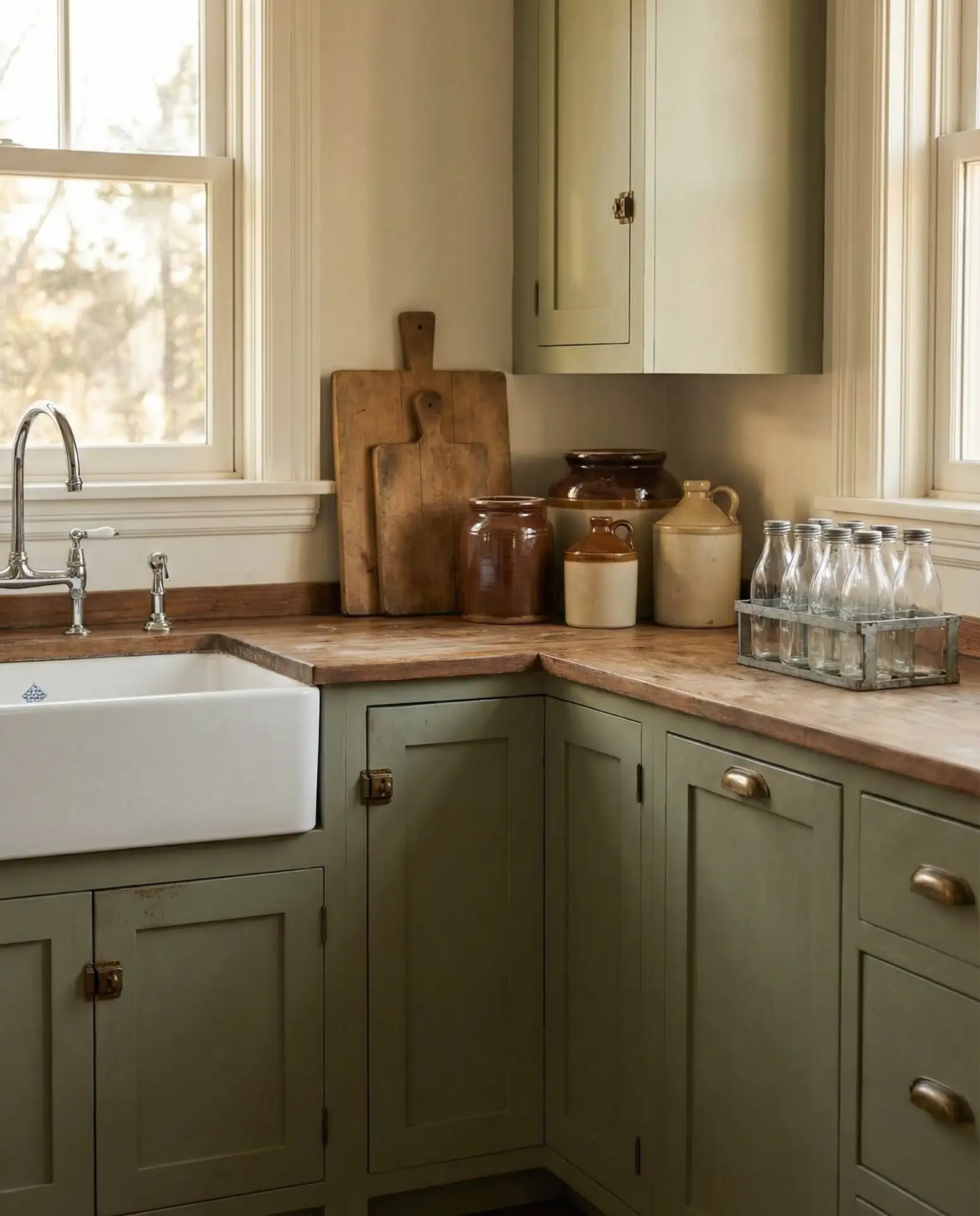 Sage Green Kitchen with Vintage Accessories 1