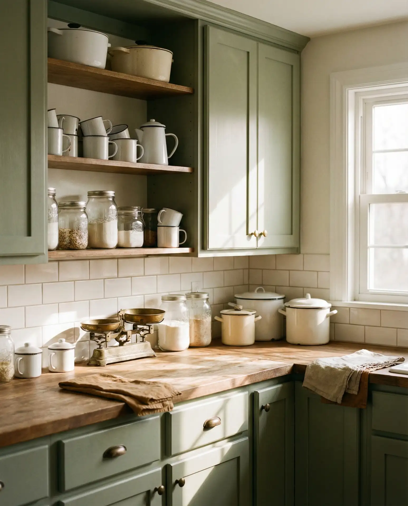 Sage Green Kitchen with Vintage Accessories 2
