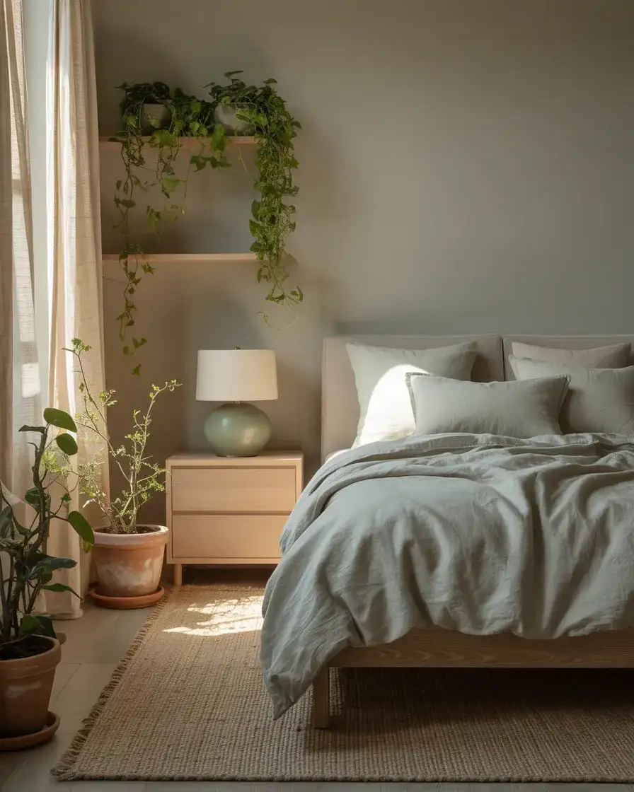 Sage Green and Grey Bedroom with Earthy Serenity 1