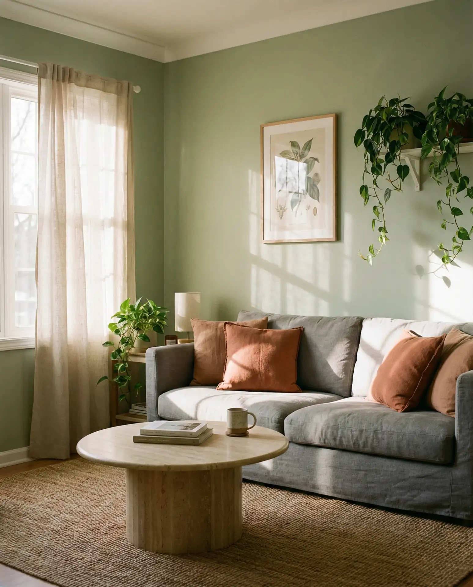 Sage Green and Grey Living Room 1