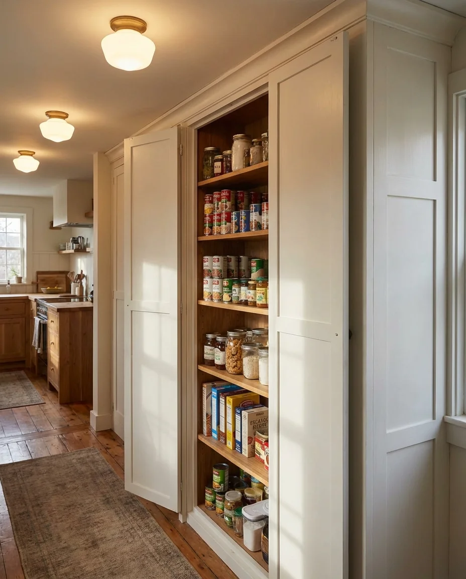 Shallow Pantry Cabinet Along a Hallway Wall 1