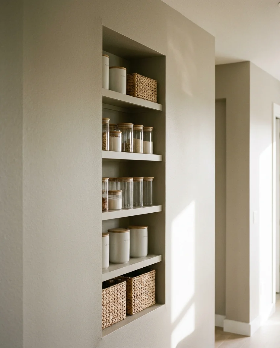 Shallow Pantry Cabinet Along a Hallway Wall 2