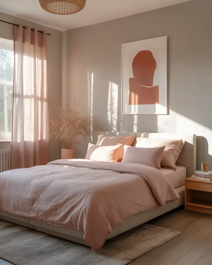 Soft Grey Walls with Blush Pink Accents 1