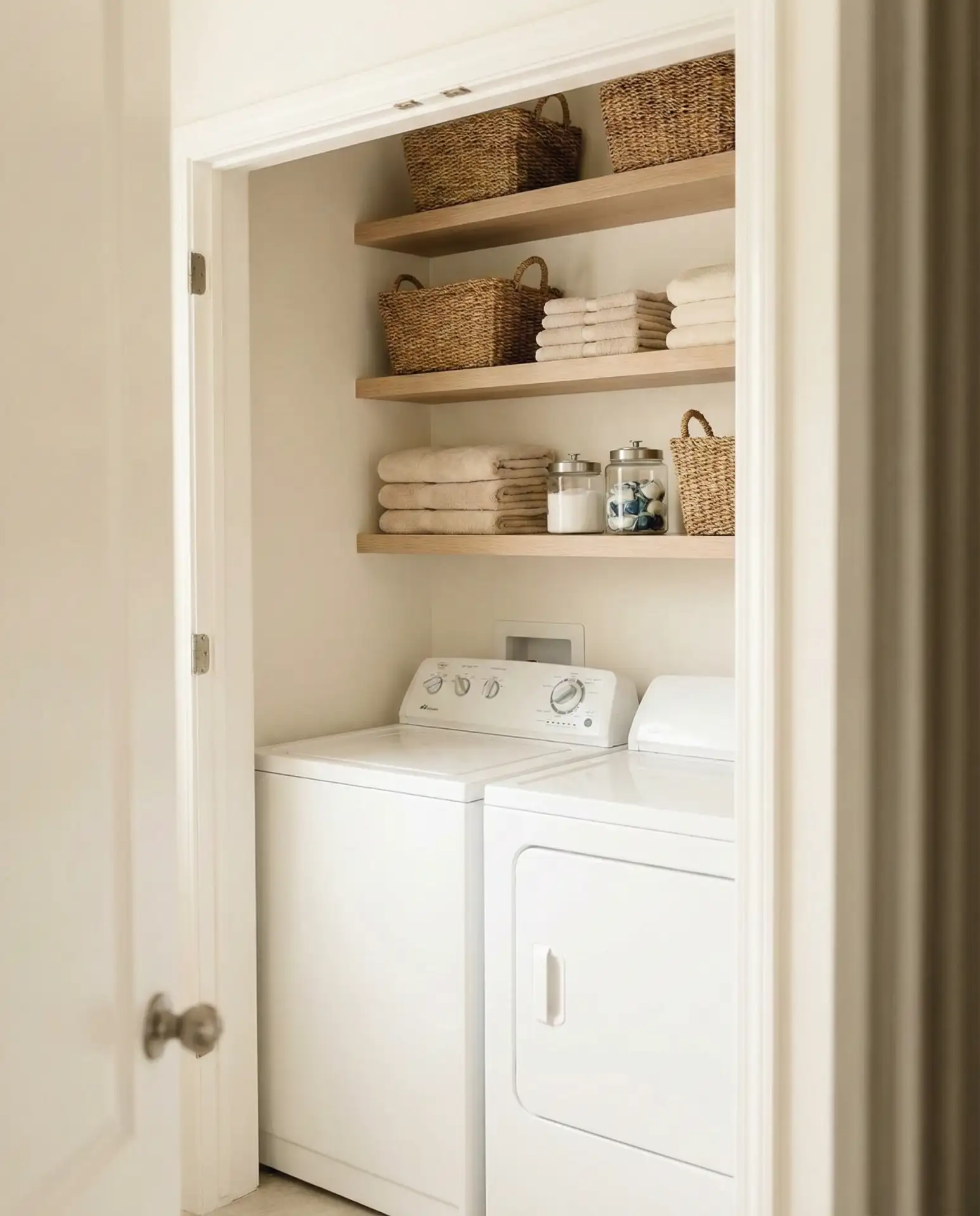 Stackable Washer and Dryer with Built-In Shelving 1